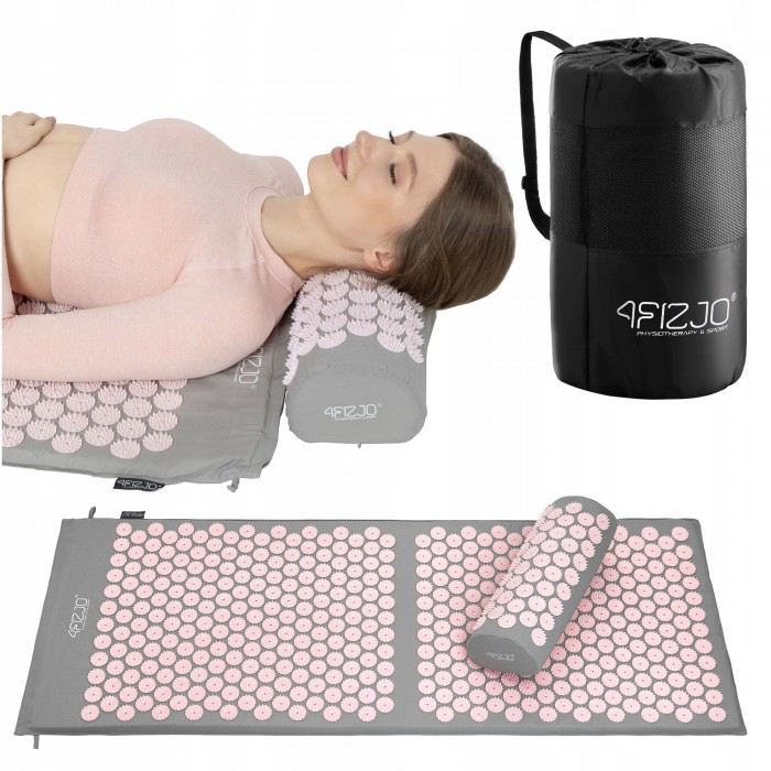 Килимок акупунктурний з валиком 4FIZJO Classic Mat XL Аплікатор Кузнєцова Grey/Pink (P-5907739313294)