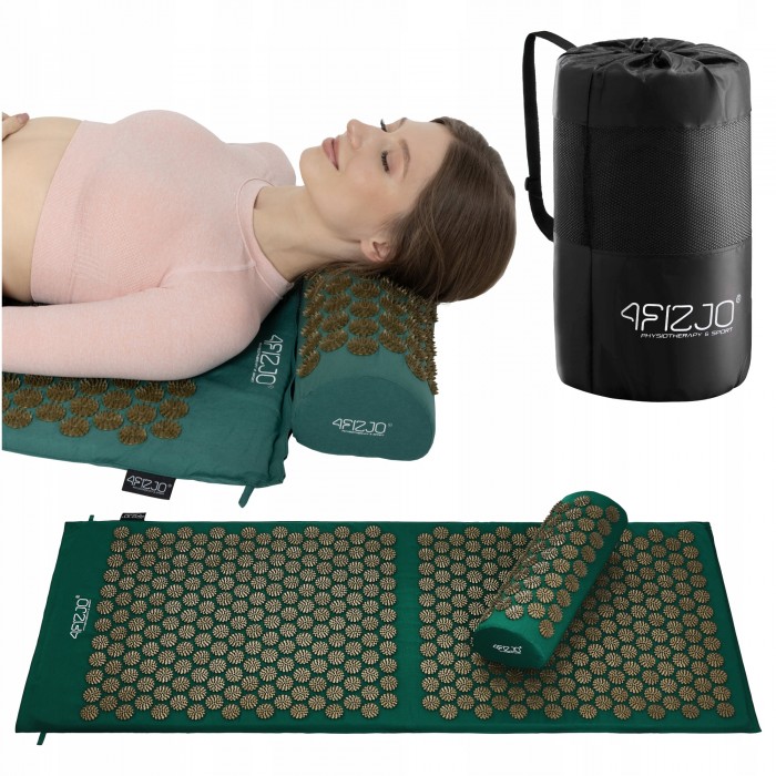 Коврик акупунктурный с валиком 4FIZJO Classic Mat XL Аппликатор Кузнецова Navy Green/Gold (P-5907739313317)