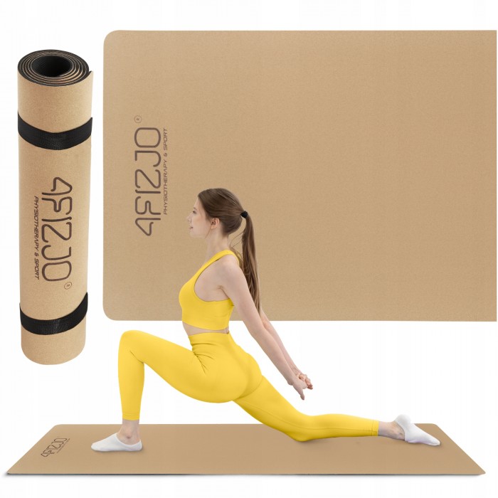Коврик (мат) спортивный 4FIZJO Cork 183 x 61 x 0.4 см для йоги и фитнеса (P-5907739319562)
