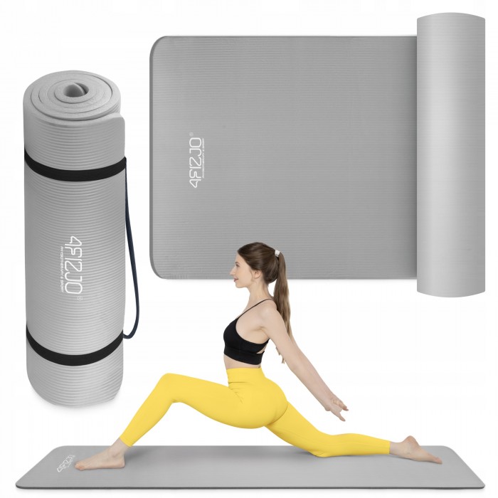 Килимок (мат) спортивний 4FIZJO NBR 180 x 60 x 1 см для йоги та фітнесу Grey (P-5907739317087)