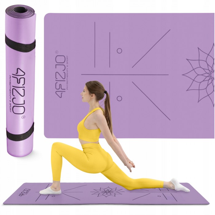 Килимок (мат) спортивний 4FIZJO PU 183 x 61 x 0.4 см для йоги та фітнесу Violet (P-5907739319548)