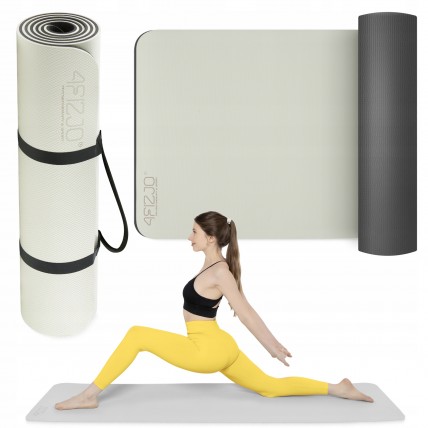 Килимок (мат) спортивний 4FIZJO TPE 180 x 60 x 0.6 см для йоги та фітнесу Grey/Black (P-5907739317100)
