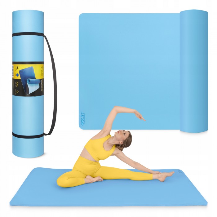 Килимок (мат) спортивний 4FIZJO TPE Gigant 200 x 125 x 2 см для йоги та фітнесу Sky Blue (P-5907739318985)
