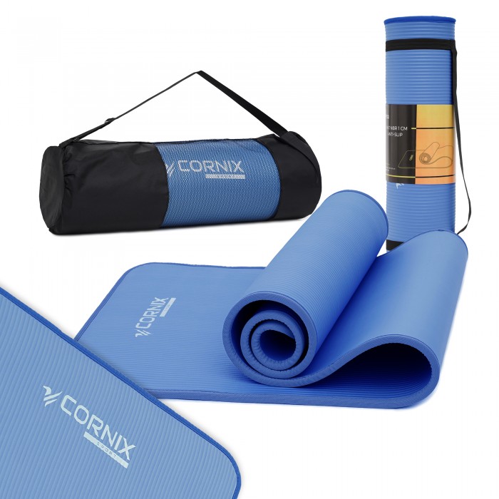 Килимок спортивний Cornix NBR 183 x 61 x 1 cм для йоги та фітнесу XR-0096 Blue/Blue