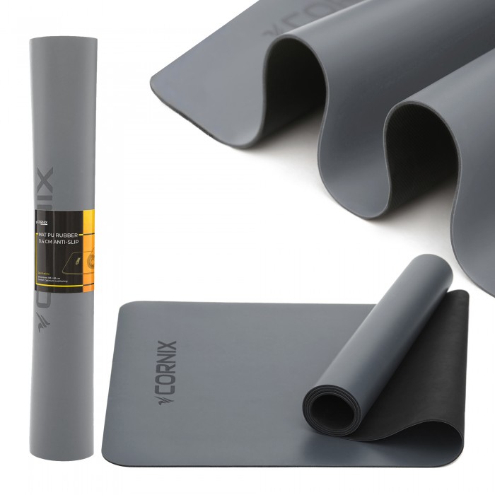 Килимок спортивний Cornix PU 183 x 68 x 0.4 см для йоги та фітнесу XR-0320 Grey