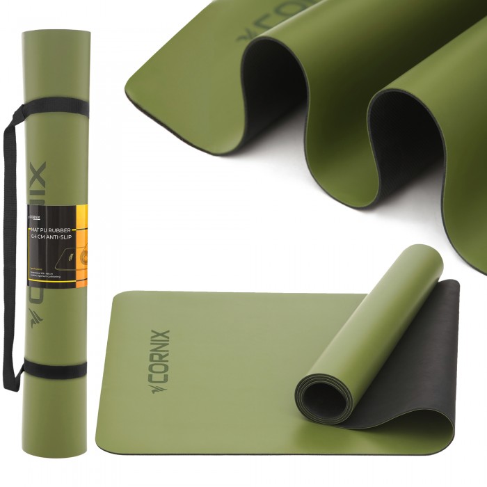 Килимок спортивний Cornix PU 183 x 68 x 0.4 см для йоги та фітнесу XR-0321 Green