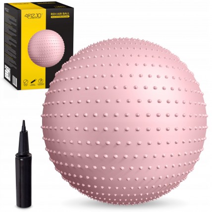М'яч для фітнесу (фітбол) 4FIZJO 65 см масажний Anti-Burst Pink (P-5905973400220)