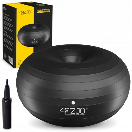 Мяч для фитнеса (пончик) 4FIZJO Air Ball Donut 50 x 27 см Anti-Burst Black (P-5907739312952)