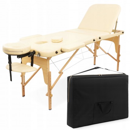 Масажний стіл складний 4FIZJO Massage Table+ Wood W60 Beige (P-5907739318367)