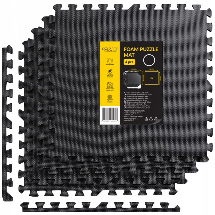 Мат-пазл (ластівчин хвіст) 4FIZJO Mat Puzzle EVA 120 x 120 x 1 cм Black (P-5907222931011)