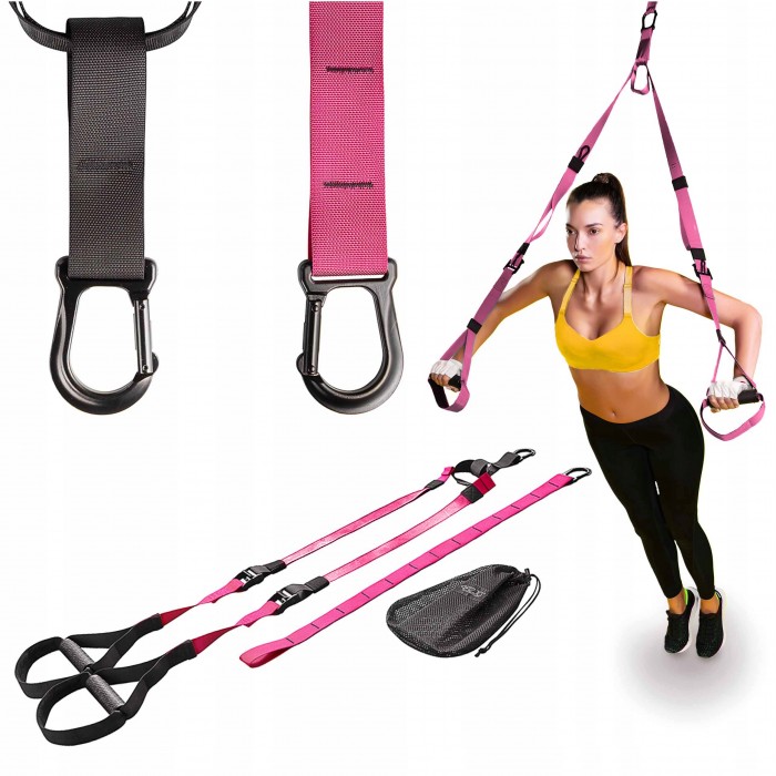 Петлі для функціонального тренінгу 4FIZJO TRX Black/Pink (P-5907739314109)