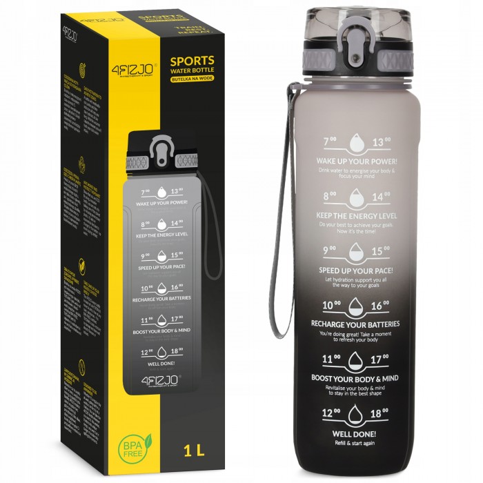 Бутылка для воды спортивная 4FIZJO 1000 мл Grey/Black (P-5905973400756)