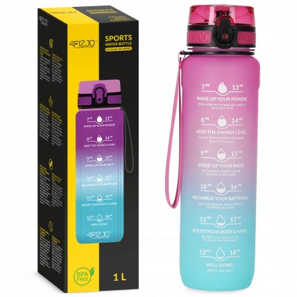 Пляшка для води спортивна 4FIZJO 1000 мл Pink/Sky Blue (P-5905973400770)