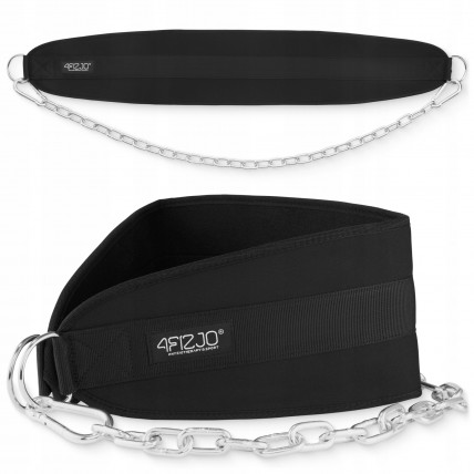 Пояс атлетический для отягощения 4FIZJO Dip Belt 100 см Black (P-5905973402262)