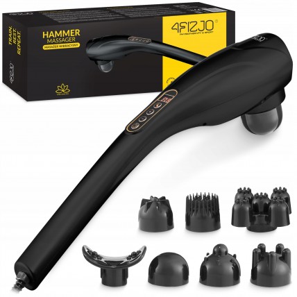 Ручной вибрационный массажер для тела 4FIZJO Long Stick 7 в 1 Black (P-5907739319142)
