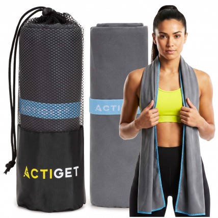 Рушник спортивний Actiget 180 x 100 см з мікрофібри ACT0190 Dark Grey