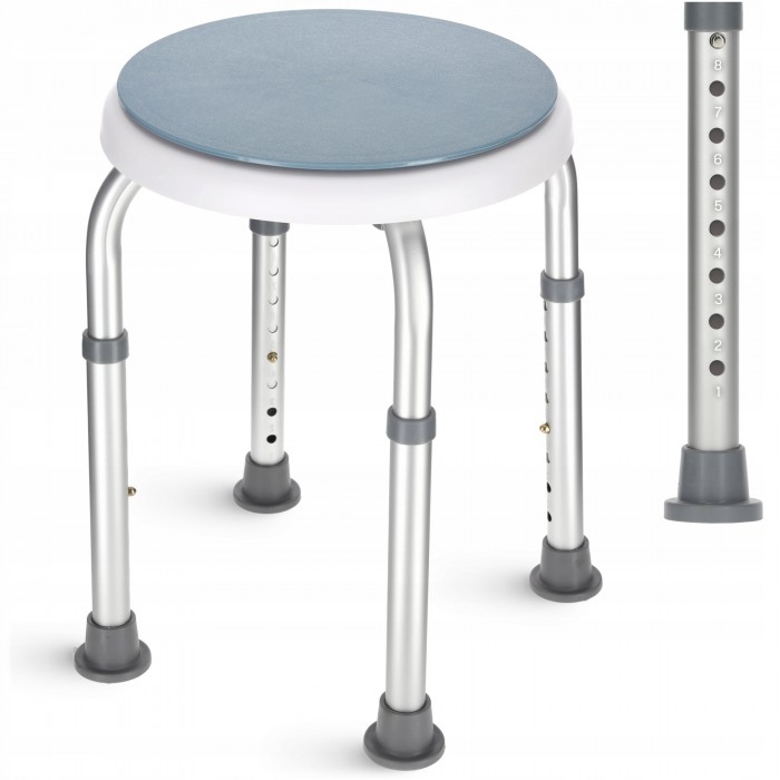 Стул-табурет поворотный 4FIZJO для ванной и душа, регулируемый White/Grey (P-5905973403412)