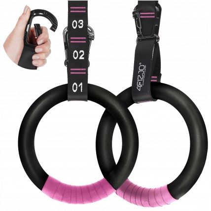 Гімнастичні кільця 4FIZJO з ABS пластику, регульовані Black/Pink (P-5905973406116)