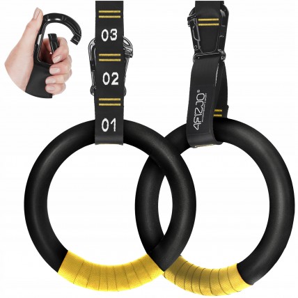 Гімнастичні кільця 4FIZJO з ABS пластику, регульовані Black/Yellow (P-5905973406109)