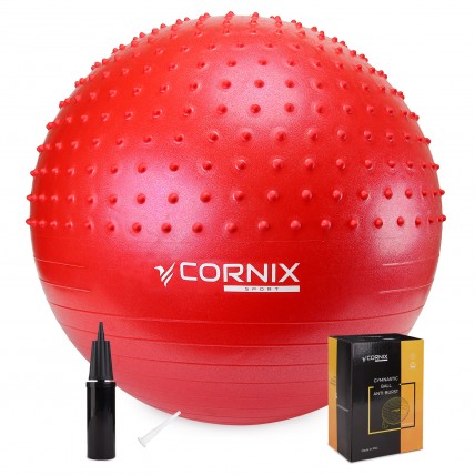 Мяч для фитнеса (фитбол) Cornix 55 см полумассажный Anti-Burst XR-0462 Red