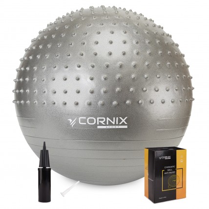Мяч для фитнеса (фитбол) Cornix 55 см полумассажный Anti-Burst XR-0463 Silver