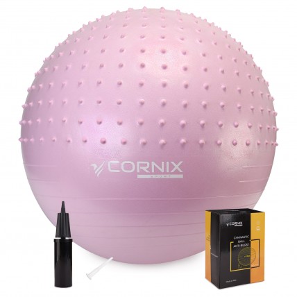 Мяч для фитнеса (фитбол) Cornix 55 см полумассажный Anti-Burst XR-0465 Light Pink