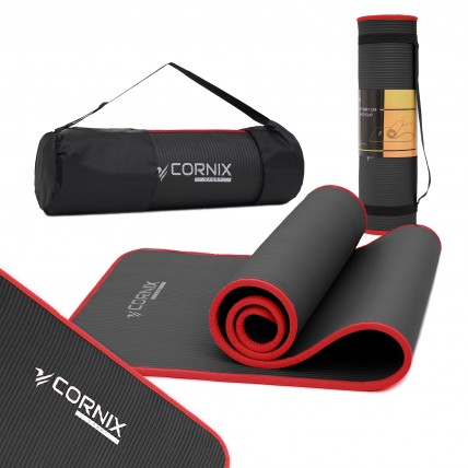 Килимок спортивний Cornix NBR 183 x 61 x 1 cм для йоги та фітнесу XR-0094 Black/Red