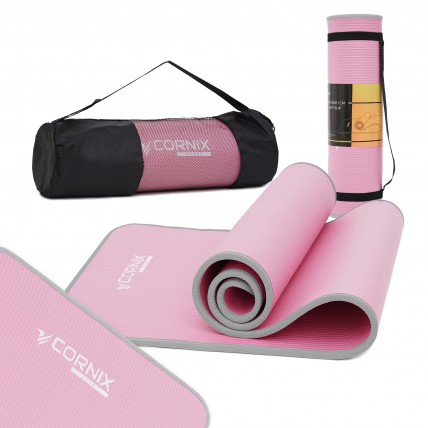 Килимок спортивний Cornix NBR 183 x 61 x 1 cм для йоги та фітнесу XR-0095 Pink/Grey