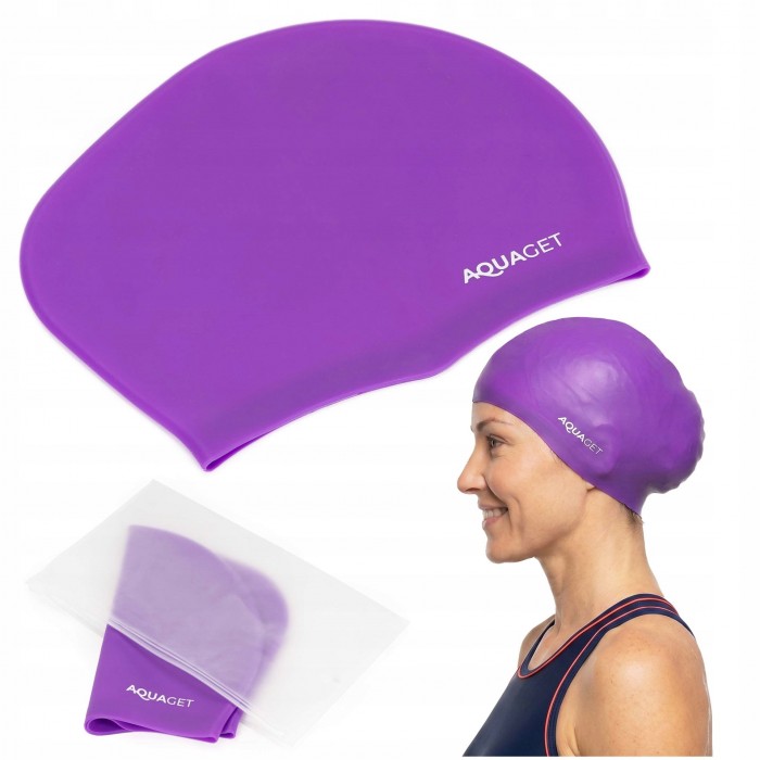 Шапочка для плавания Aquaget для длинных волос AQ0031 Violet
