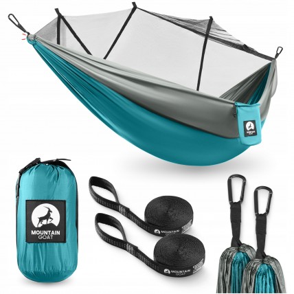 Туристический гамак Mountain Goat 270 x 140 см с москитной сеткой, одноместный, подвесной Grey/Turquoise (P-5905973408011) Туристический гамак Mountain Goat 270 x 140 см с москитной сеткой, одноместный, подвесной Grey/Turquoise (P-5905973408011)