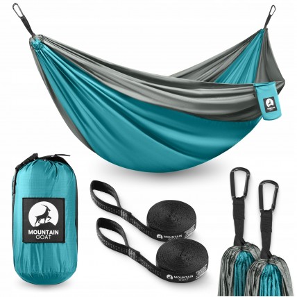Туристический гамак Mountain Goat 300 x 200 см двухместный, подвесной Grey/Turquoise (P-5905973407977) Туристический гамак Mountain Goat 300 x 200 см двухместный, подвесной Grey/Turquoise (P-5905973407977)