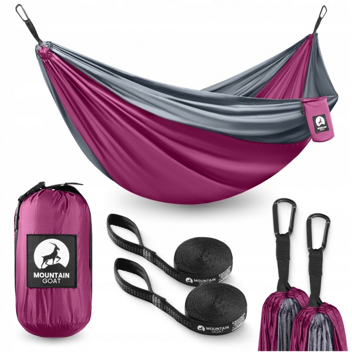 Гамак туристичний Mountain Goat 300 x 200 см двомісний, підвісний Pink/Grey (P-5905973408004)