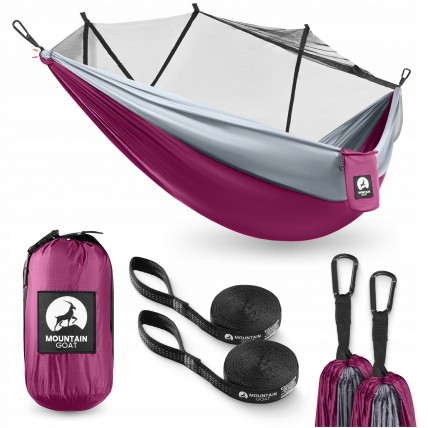 Туристический гамак Mountain Goat 270 x 140 см с москитной сеткой, одноместный, подвесной Pink/Grey (P-5905973408035) Туристический гамак Mountain Goat 270 x 140 см с москитной сеткой, одноместный, подвесной Pink/Grey (P-5905973408035)