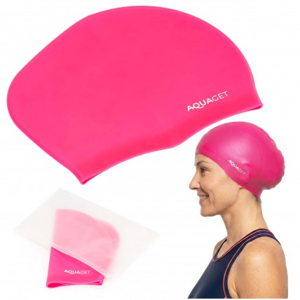 Шапочка для плавання Aquaget для довгого волосся AQ0032 Pink Шапочка для плавання Aquaget для довгого волосся AQ0032 Pink