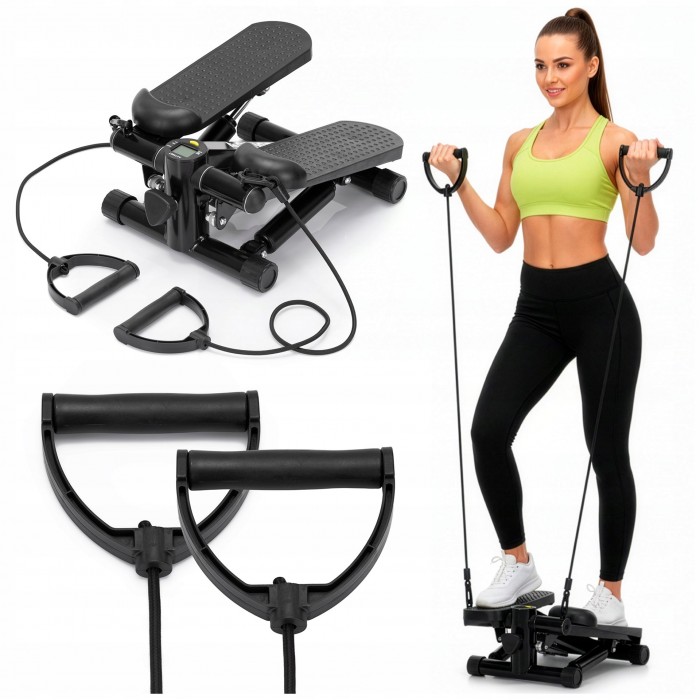Степпер (мини-степпер) Actiget Actistep с эспандерами ACT0173 Black
