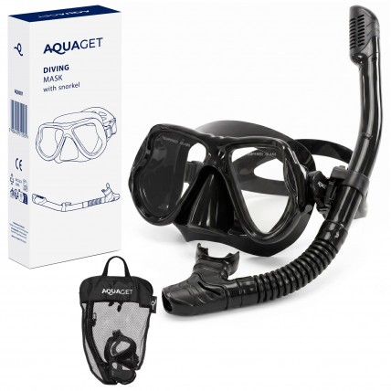 Набір для снорклінгу Aquaget маска із трубкою AQ0007 Black