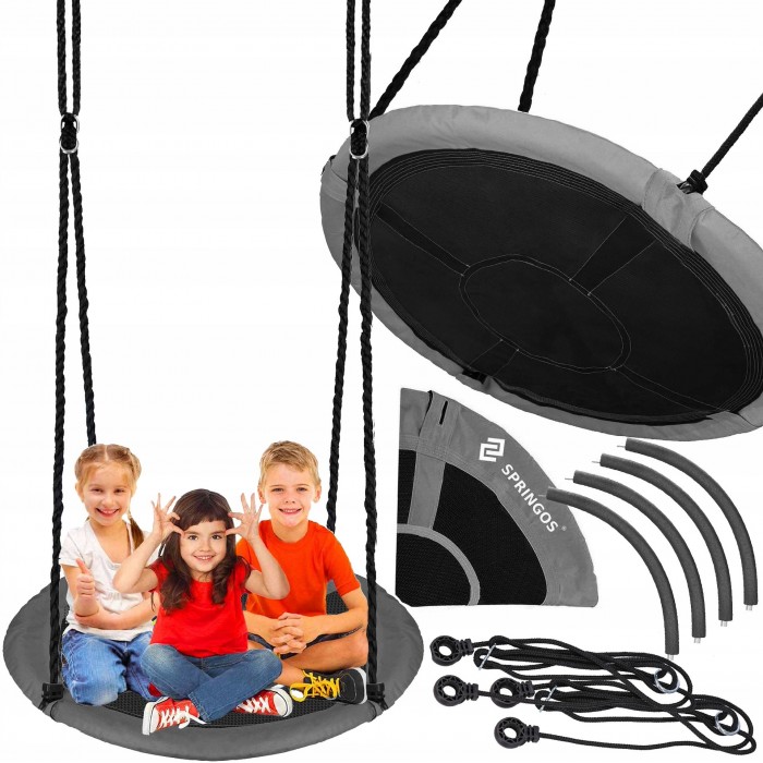 Качели-гнездо Springos круглые 110 см NS027 Black/Grey Качели-гнездо Springos круглые 110 см NS027 Black/Grey