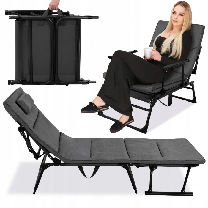 Крісло-розкладачка садове Springos складне GC0067 Grey/Black
