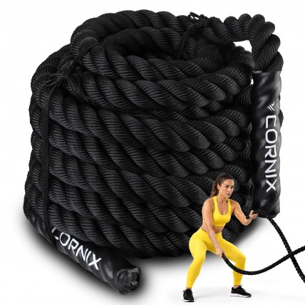 Канат тренировочный Cornix Battle Rope 12 м для кроссфита XR-0574 Black