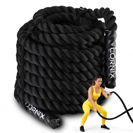 Канат тренировочный Cornix Battle Rope 15 м для кроссфита XR-0575 Black