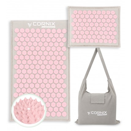Килимок акупунктурний з подушкою Cornix Premium Mat Аплікатор Кузнєцова XR-0561 Grey/Pink Килимок акупунктурний з подушкою Cornix Premium Mat Аплікатор Кузнєцова XR-0561 Grey/Pink