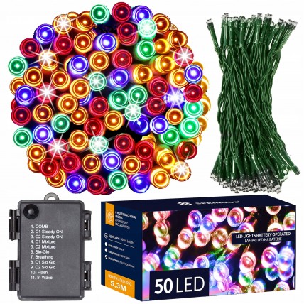 Гірлянда на батарейках Springos 5 м 50 LED 8 режимів CL4107 Mix