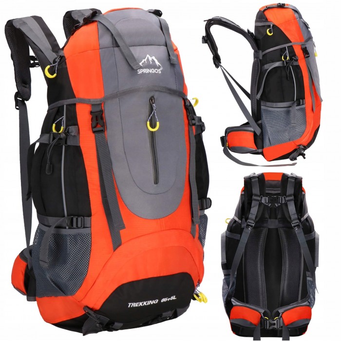 Рюкзак туристичний Springos 70 л CS0128 Black/Grey/Orange Рюкзак туристичний Springos 70 л CS0128 Black/Grey/Orange