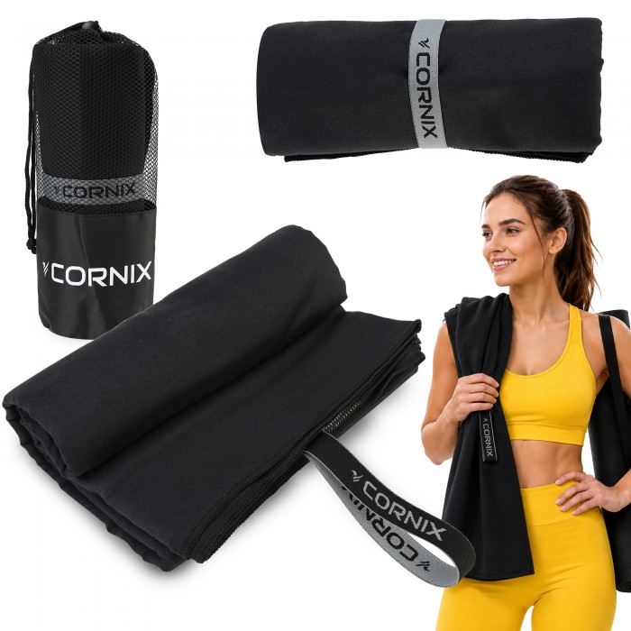 Рушник спортивний Cornix 180 x 100 см з мікрофібри XR-0558 Black Рушник спортивний Cornix 180 x 100 см з мікрофібри XR-0558 Black