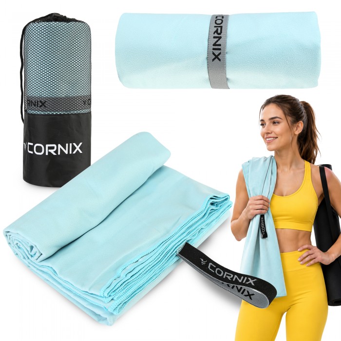Рушник спортивний Cornix 180 x 100 см з мікрофібри XR-0560 Sky Blue Рушник спортивний Cornix 180 x 100 см з мікрофібри XR-0560 Sky Blue