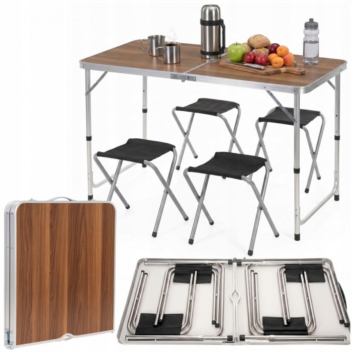 Набор кемпинговый Springos складной стол и стулья 4 шт CS0178 Brown/Silver