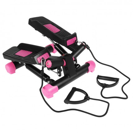 Степпер поворотний (міні-степпер) з еспандерами SportVida SV-HK0360 Black/Pink