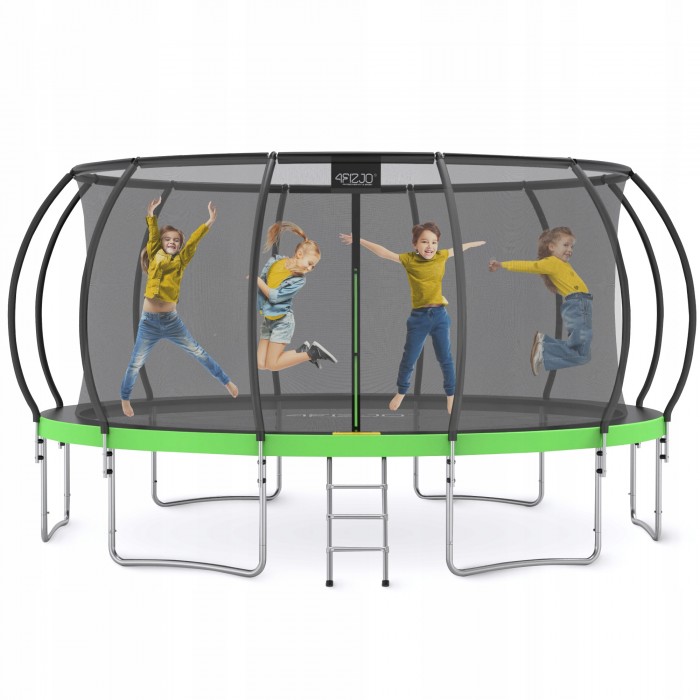 Батут с внутренней сеткой 4FIZJO PRO 16FT 496 см Black/Green (P-5907739319241)