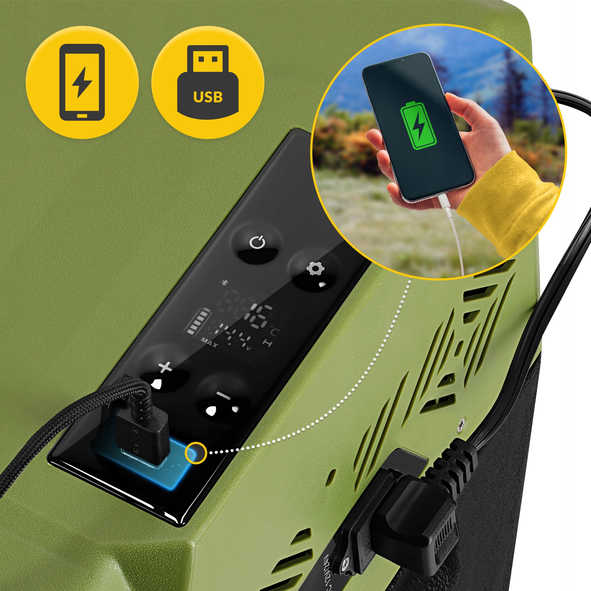 Холодильник туристичний компресорний Mountain Goat XTREME 39.3 л електричний, переносний Black/Olive (P-5905973404921) — мініатюра 10