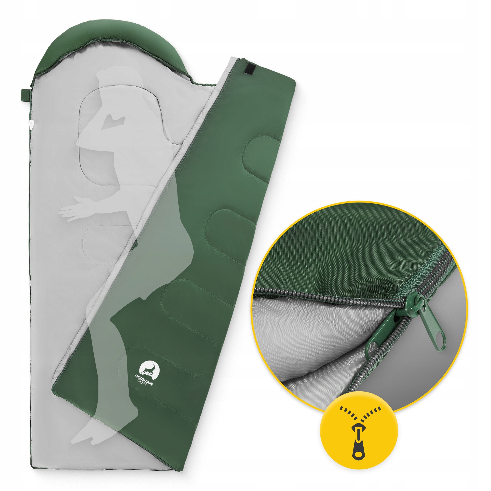 Спальний мішок (спальник) ковдра Mountain Goat 2 в 1 Standard 8 ...+20°C R Olive/Grey (P-5905973400961) — мініатюра 9